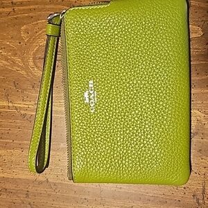 Coach lime green wristlet